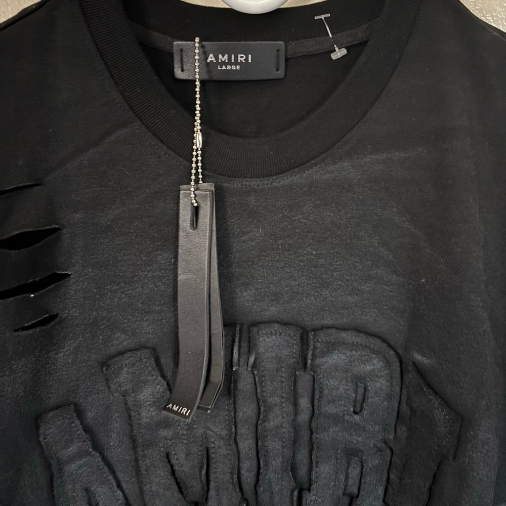AMIRI Black Distressed Logo Tee